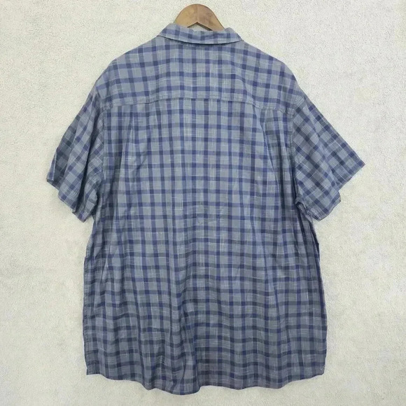 Alesbury Mens Blue Plaid Short Sleeve Button-Up Shirt XXL Tall 16PT - Picture 2 of 7